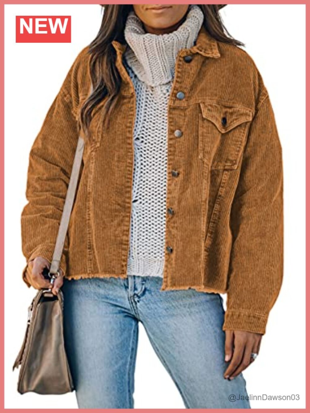 Corduroy Button Down Shacket Long Sleeve Casual Outwear